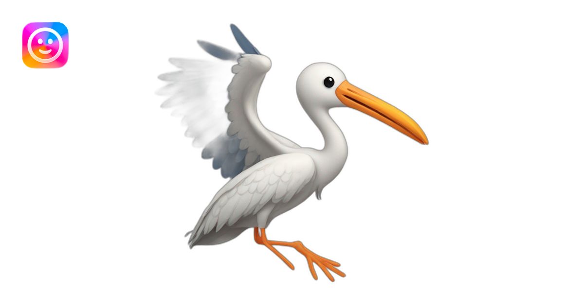 stork bringing a human baby boy in fabric held in its beak emoji | AI ...