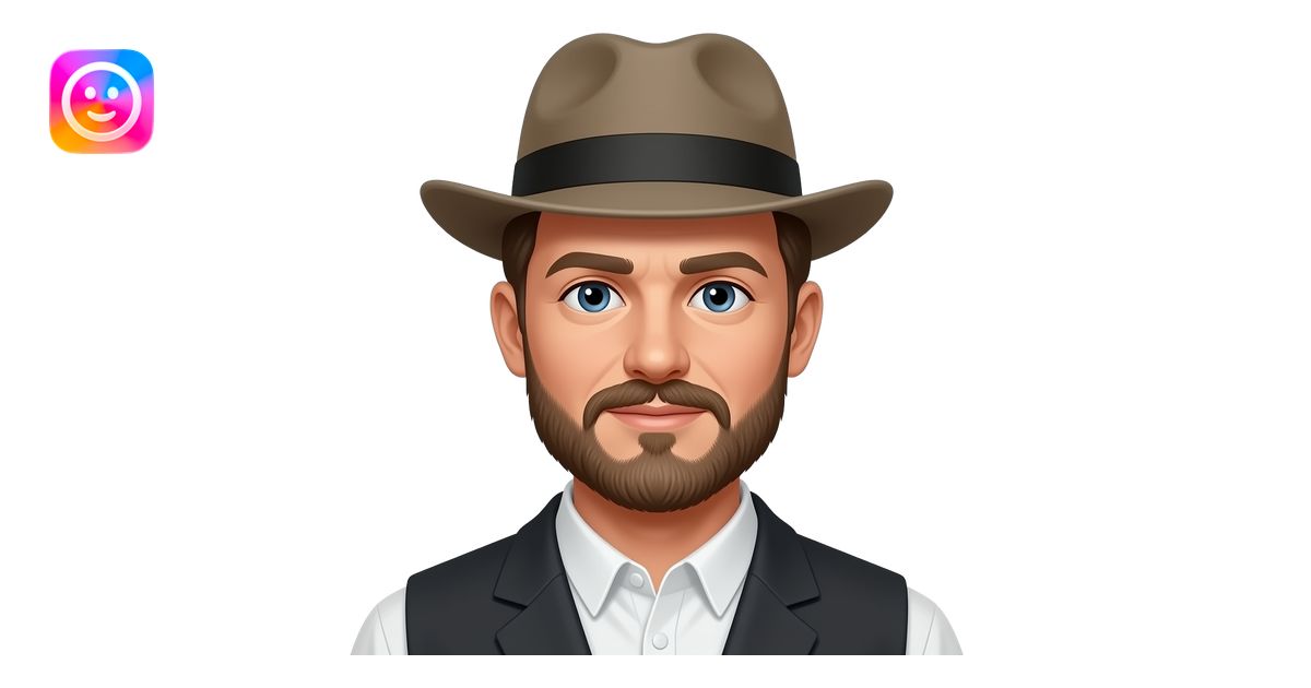 Amish white man with no hat and small beard emoji | AI Emoji Generator
