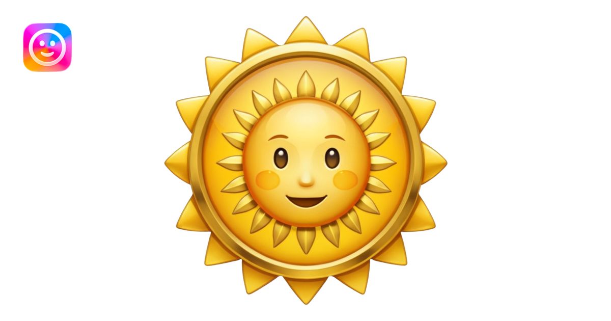 Verified badge with the body of a Sun ☀️ emoji | AI Emoji Generator