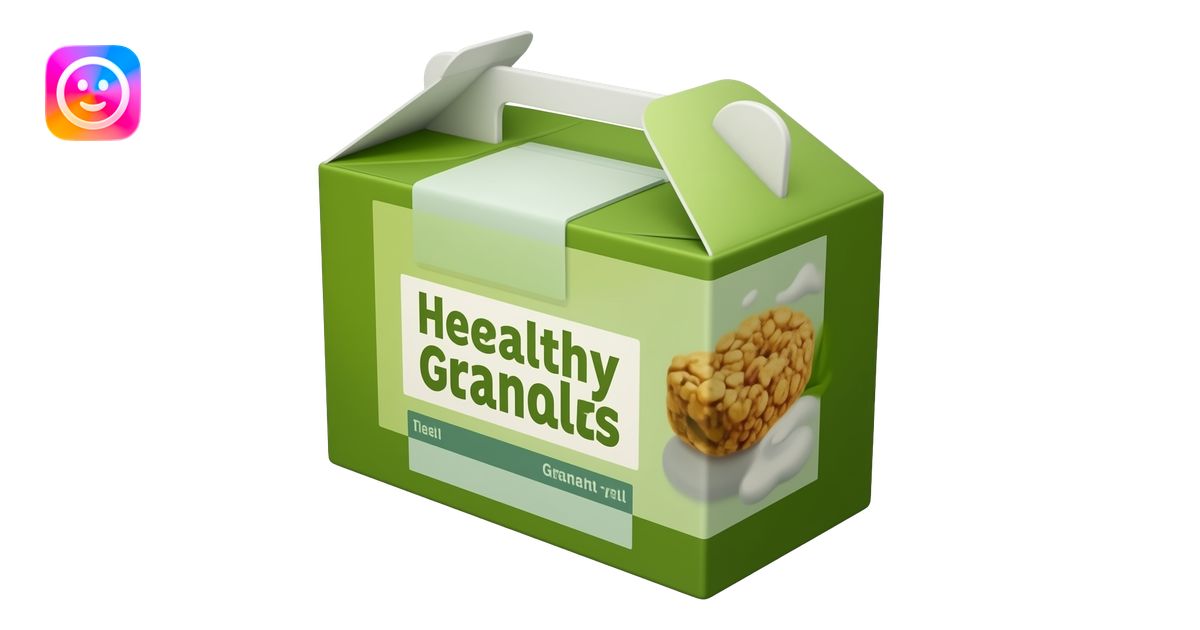 rectangular grocery store green cardboard box of heathy granola bars ...
