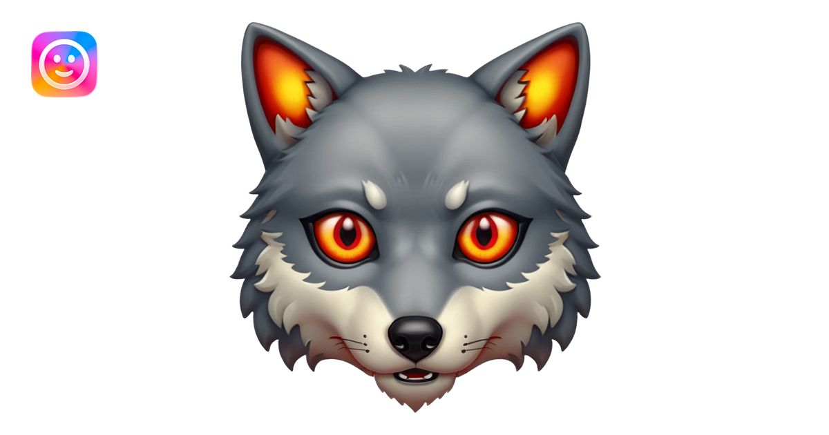 Wolf eyes glowing red only showing the eyes emoji | AI Emoji Generator