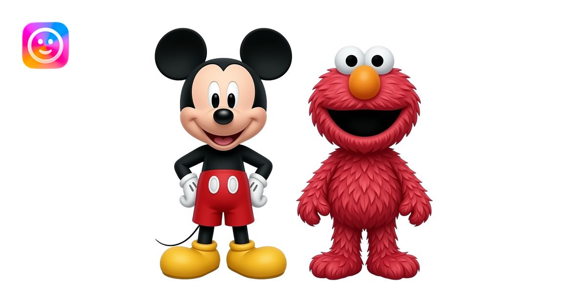 Mickey Mouse full body and Elmo full body emoji | AI Emoji Generator