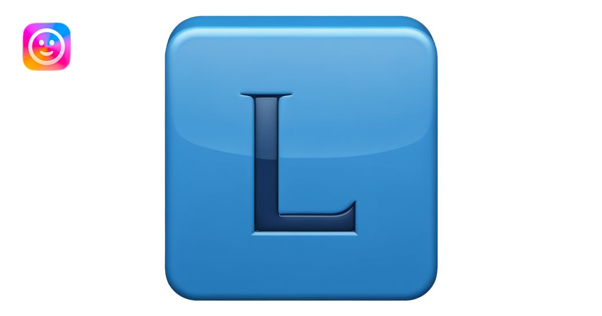 The letters L and R in a blue box 2D emoji | AI Emoji Generator