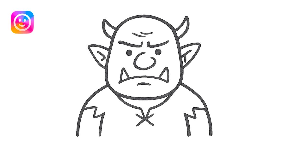 ogre, hand drawn black outline style, sketchy lines, expressive face ...