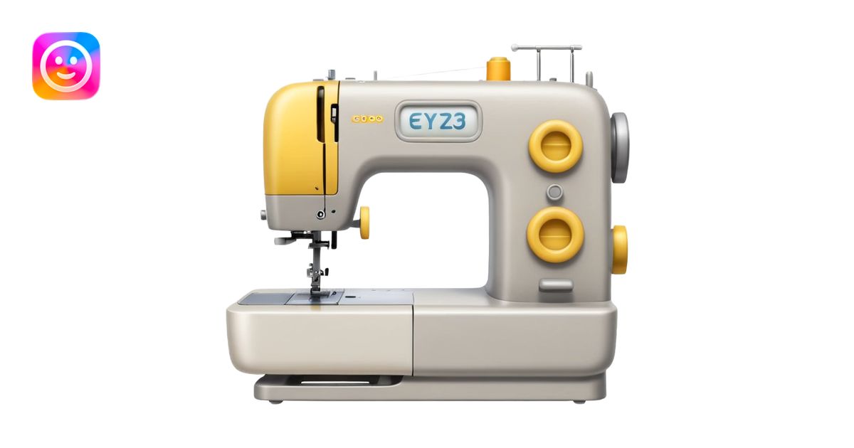 Emoji of a modern sewing machine inspired by a Brother machine. Soft ...
