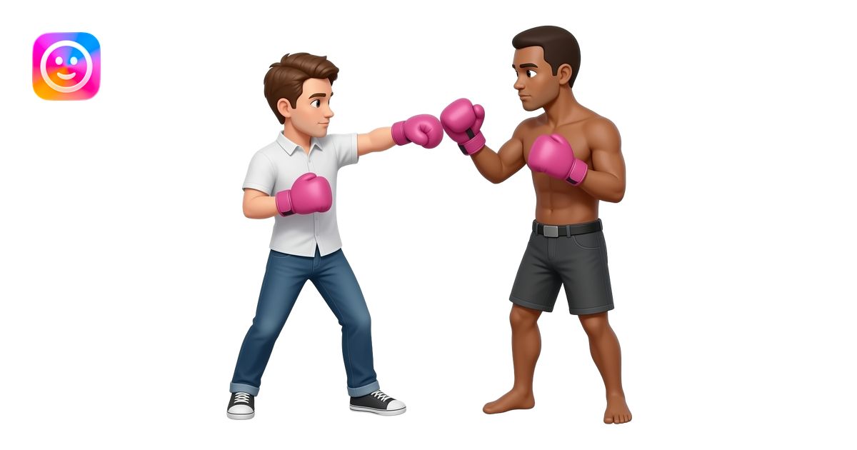 Pink boxing gloves punch brown male emoji | AI Emoji Generator
