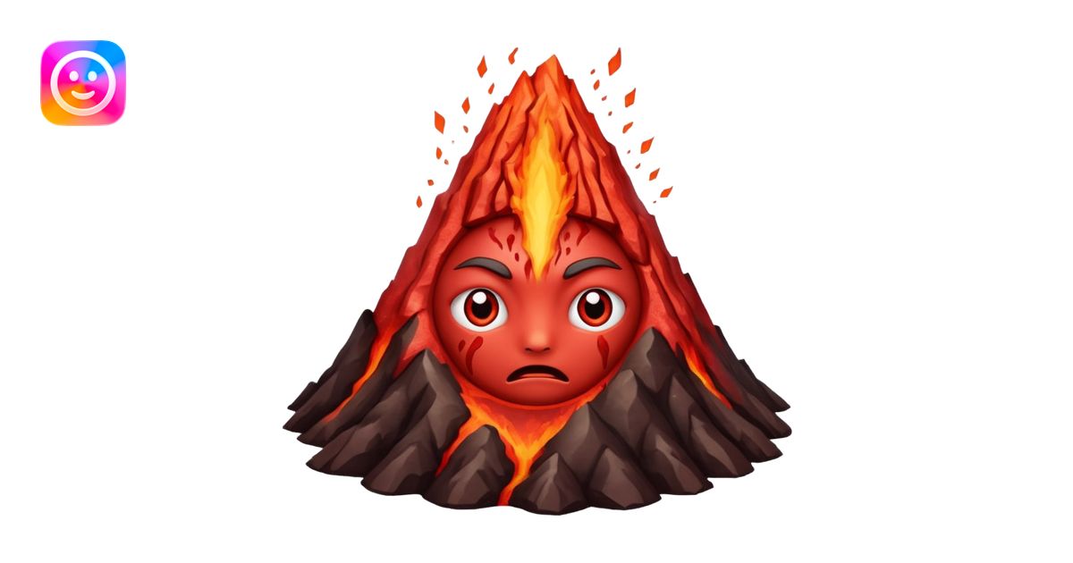 Create a volcano with its eyes tightly shut red face emoji | AI Emoji ...