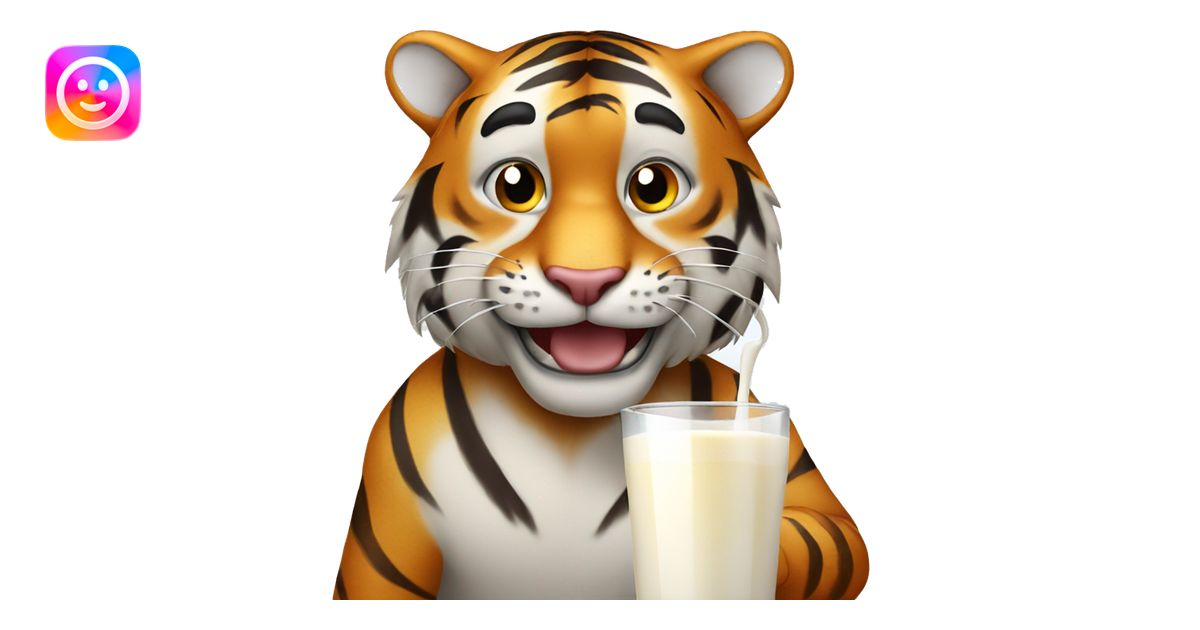 Tiger with glass of milk emoji | AI Emoji Generator