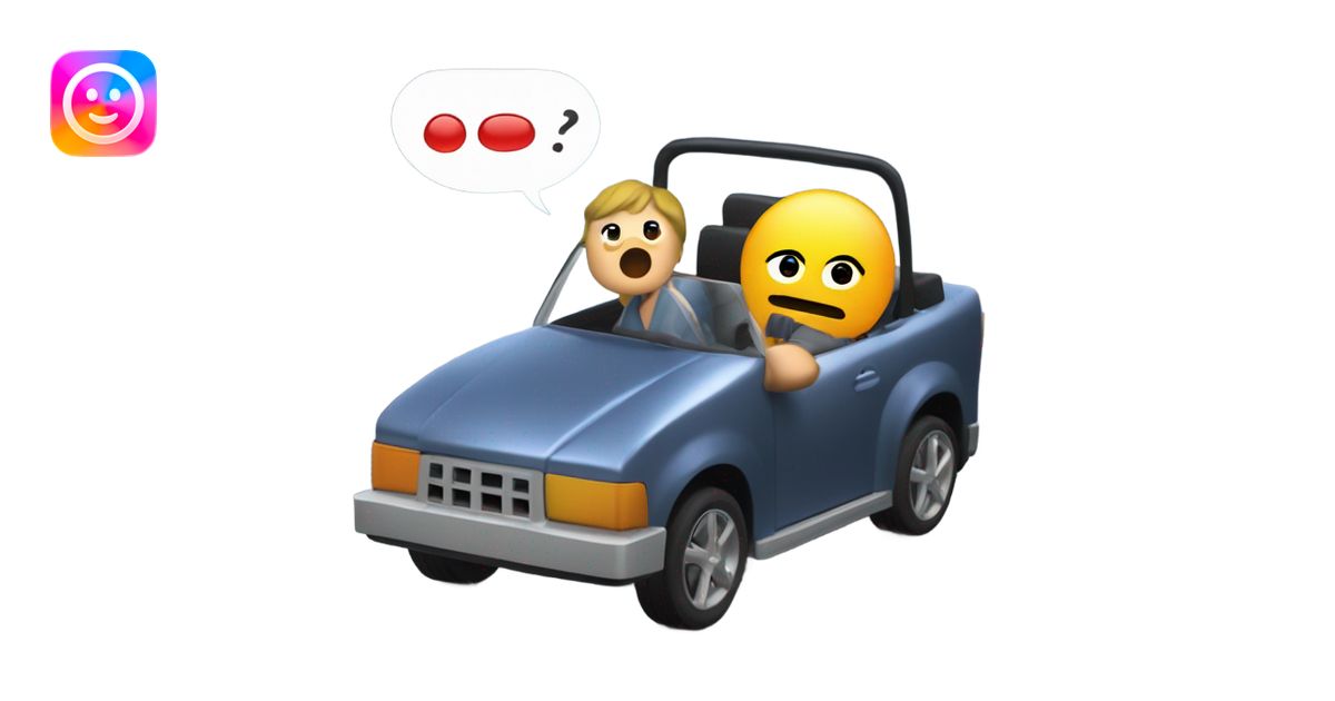 Roblox Noob in a car asking typing how do I type emoji | AI Emoji Generator