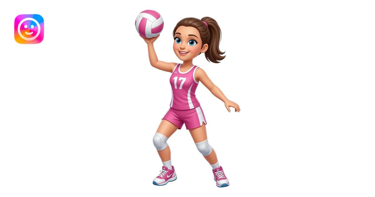 pink netball player playing netball emoji | AI Emoji Generator