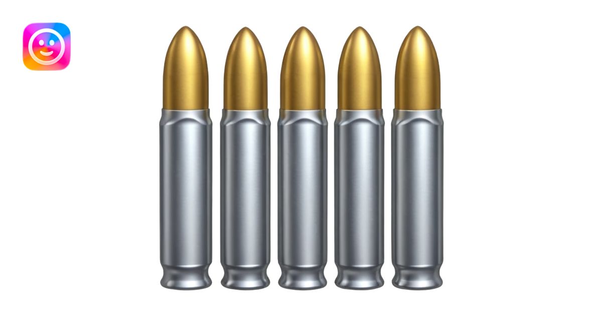 five gun bullets. four of them of one color and the fifth one of ...