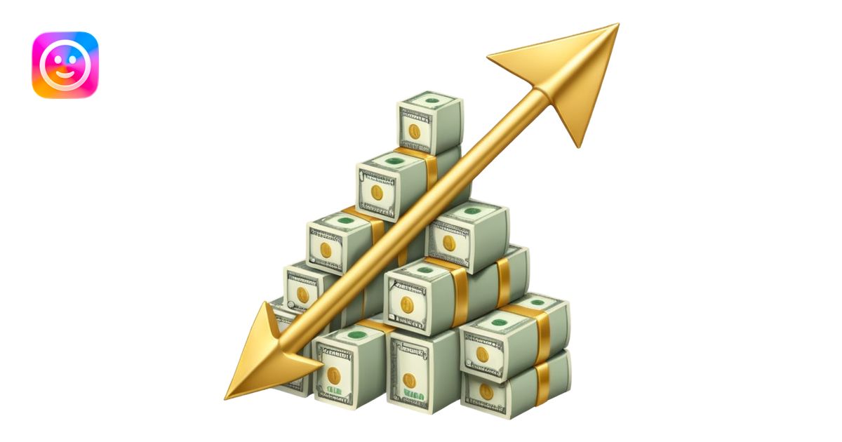 investment concept with upward arrow and money with more details emoji ...