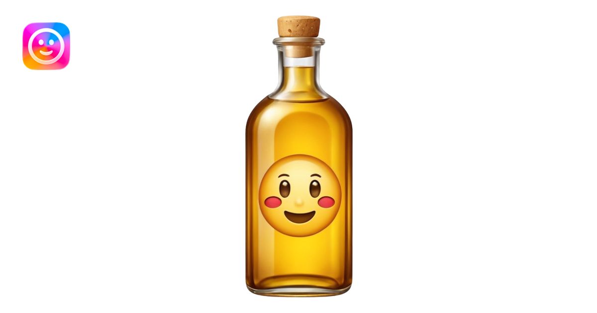 sesame oil emoji - bottle filled with oil with a label that reads ...
