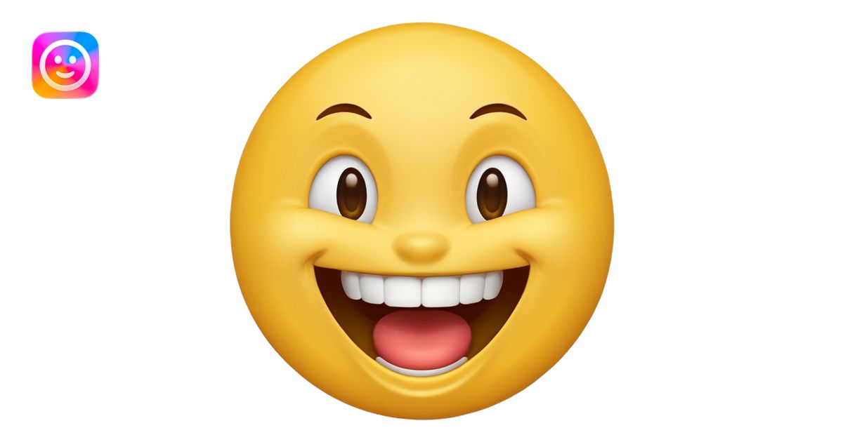 Emoji, yellow round laughing face, open mouth emoji | AI Emoji Generator