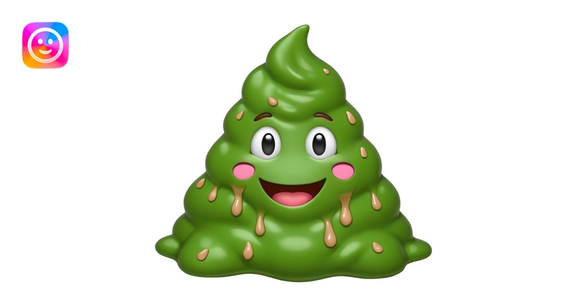 AI slop emoji full body green goopy shaped like poop emoji melting ...