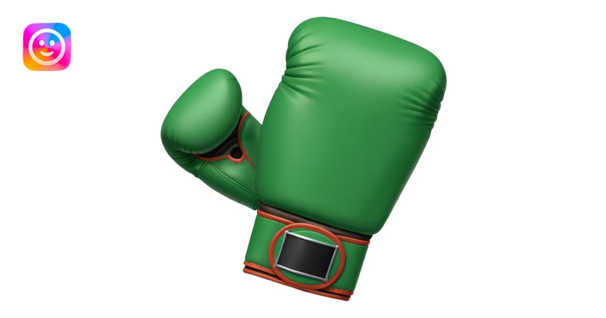 singular gree boxing glove with the back facing frontwards and pointed ...
