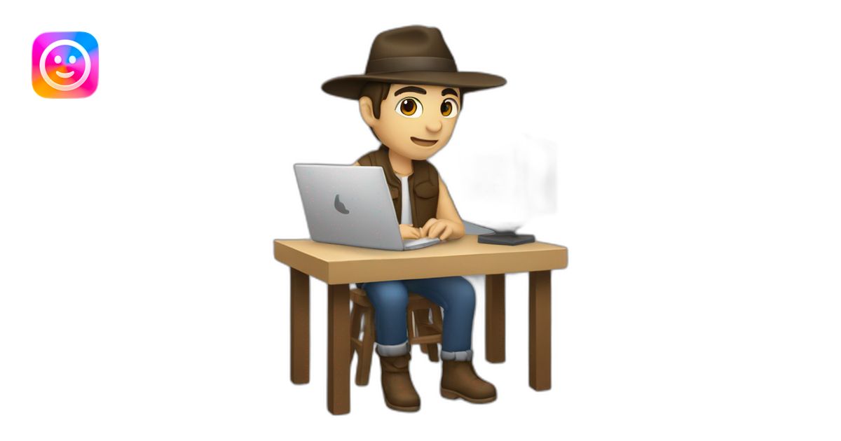 gaucho programmer nohat and writing code on a computer emoji | AI Emoji ...