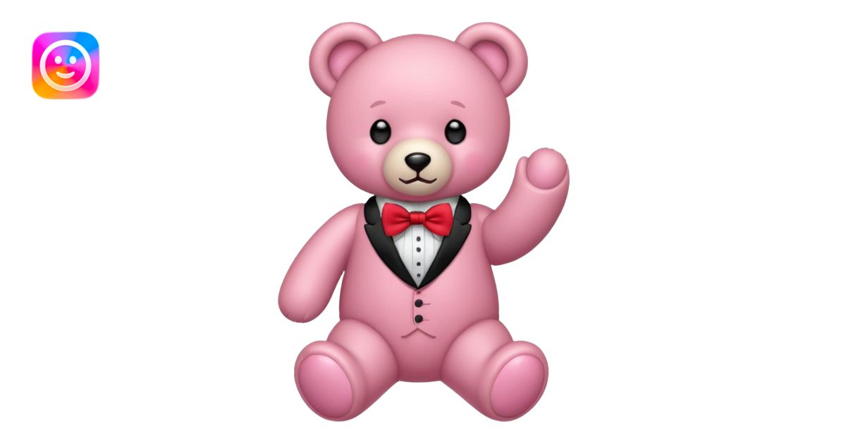 Osito rosa con moño en el cuello emoji | AI Emoji Generator