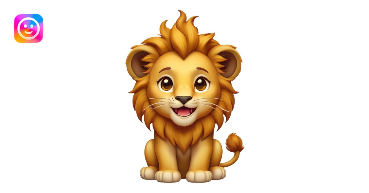 Cinematic Comical Lion Cub Portrait Emoji, Head tilted dramatically ...