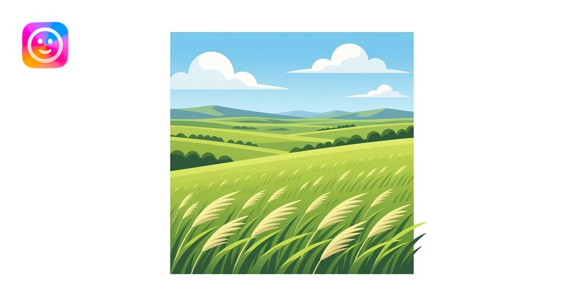 a steppe landscape with steppe grass bent by the wind top view emoji ...