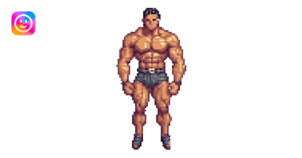 muscle man, pixel art style emoji | AI Emoji Generator