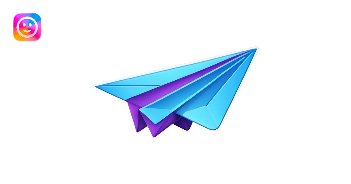 Telegram paper airplane logo in classic blue color, with neon glow ...