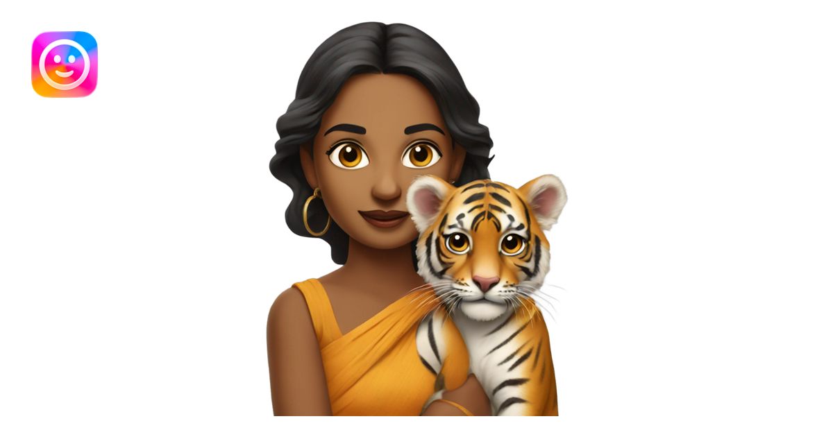 South Indian supermodel with tiger cub emoji | AI Emoji Generator
