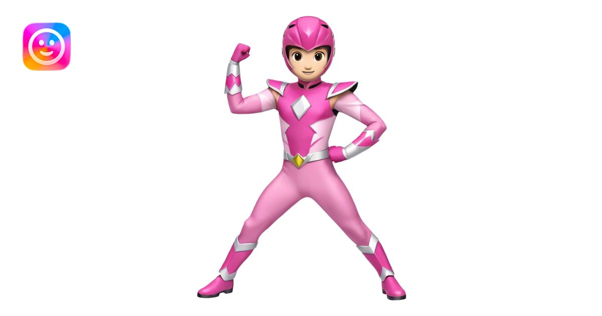 A cute Pink power ranger in different cute poses emoji | AI Emoji Generator