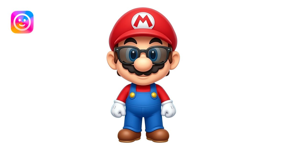 chibi mario wearing shorts and sunglasses on the sunny day near the sea ...