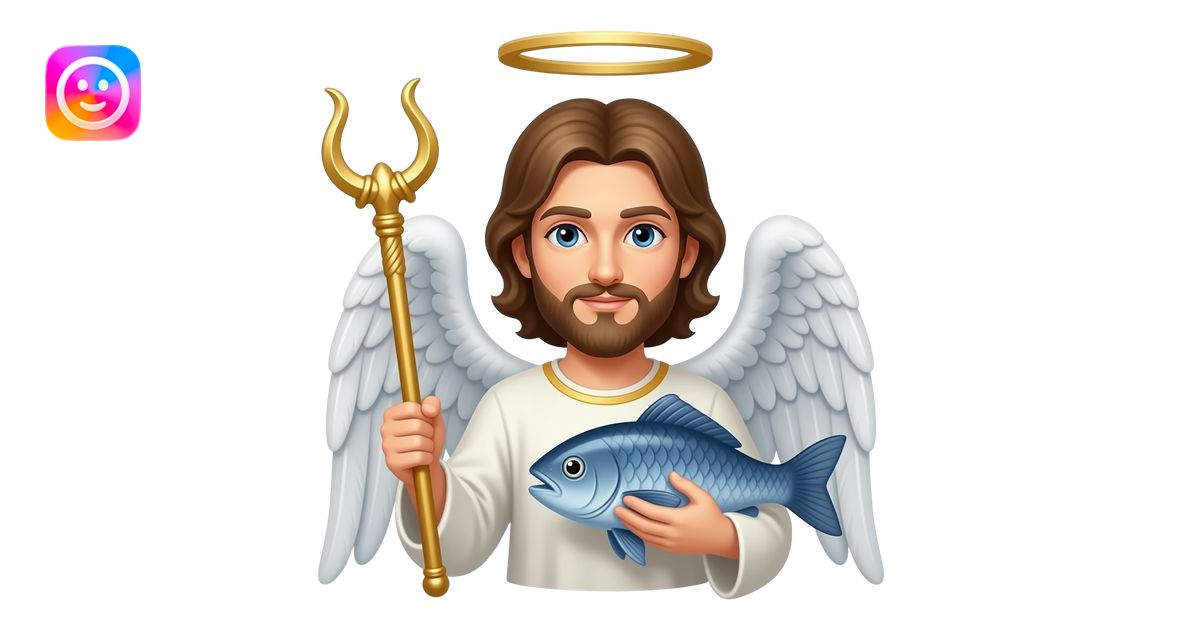 St. Raphael the Archangel holding a staff and a fish emoji | AI Emoji ...