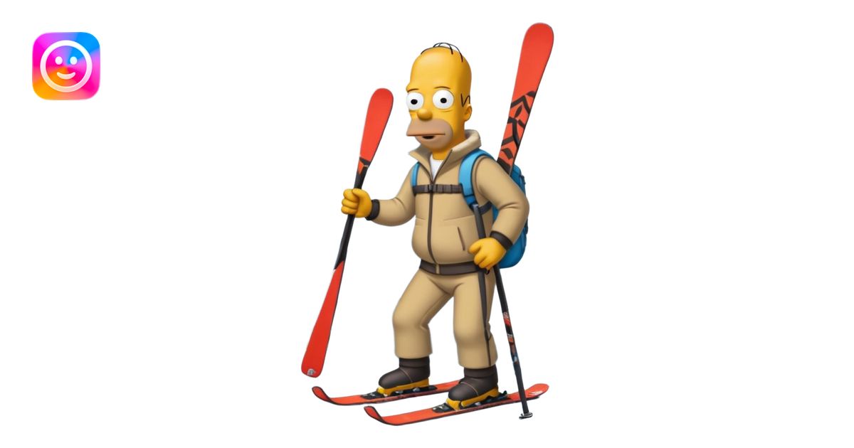 Homer Simpson qui fait du ski emoji | AI Emoji Generator