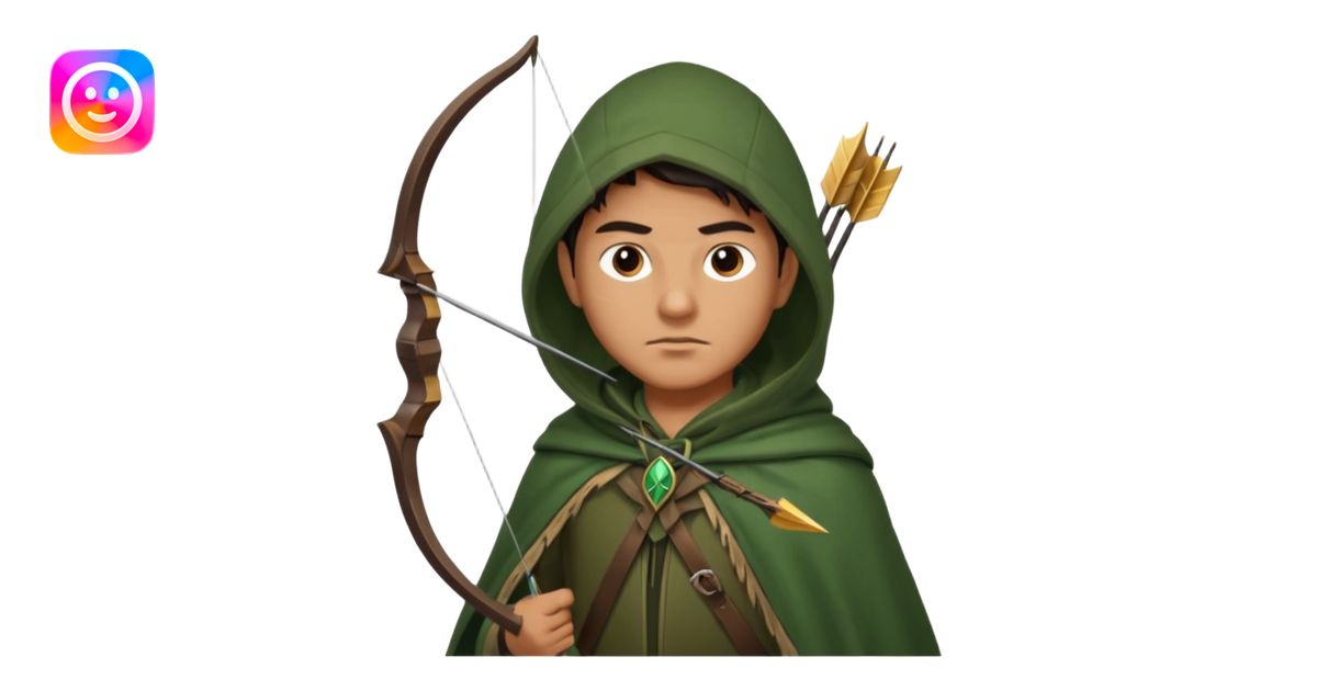 The classic hunter image with bow and arrow emoji | AI Emoji Generator