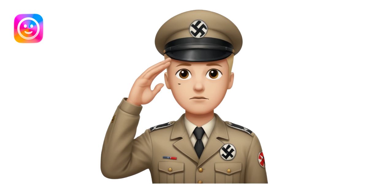 Hitler salute with nazi symbol on shirt emoji | AI Emoji Generator