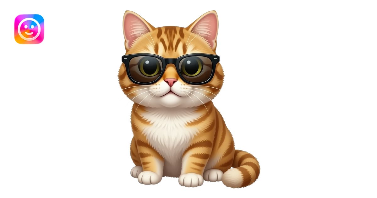 Cat wearing sunglasses emoji | AI Emoji Generator