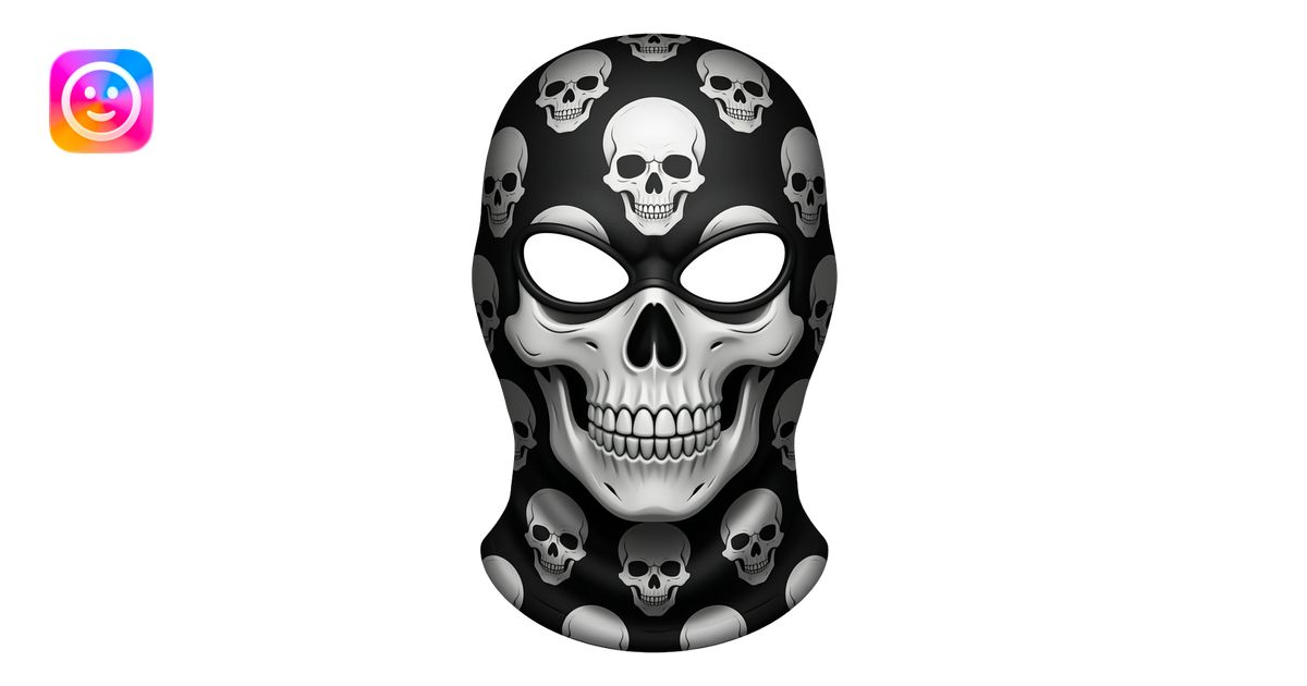 skull-pattern black balaclava mask dark military aesthetic, high ...
