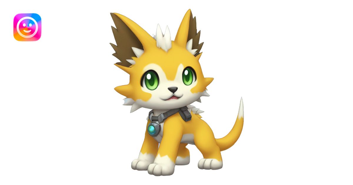 cute cool edgy Digimon-Fakemon-animal full body emoji | AI Emoji Generator