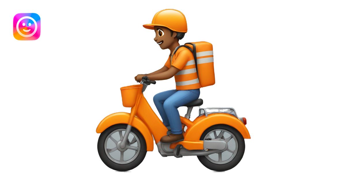 Delivery Courier on an orange bike emoji | AI Emoji Generator