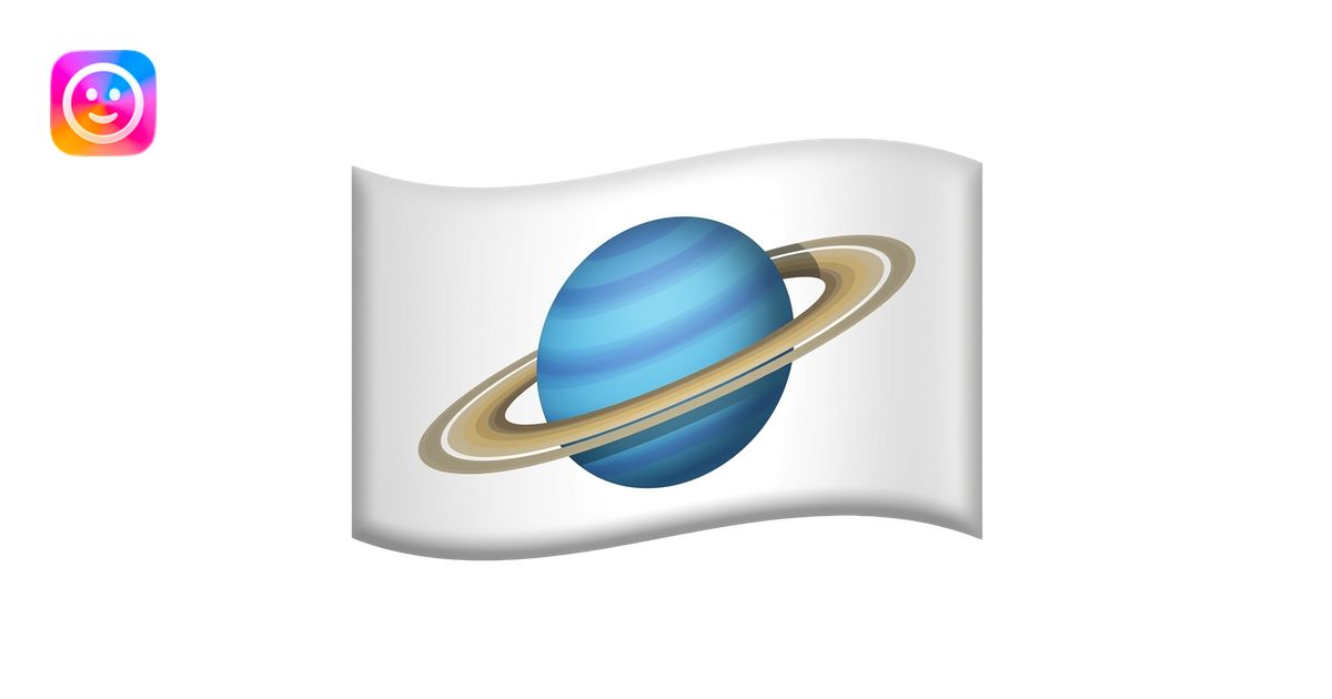 White flag with uranus planet on it emoji | AI Emoji Generator