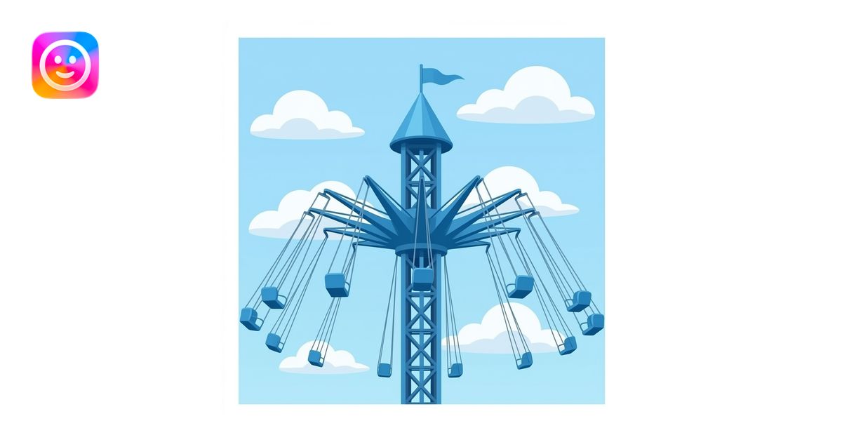 blue colored vertical drop tower carnival ride, empty single row of ...