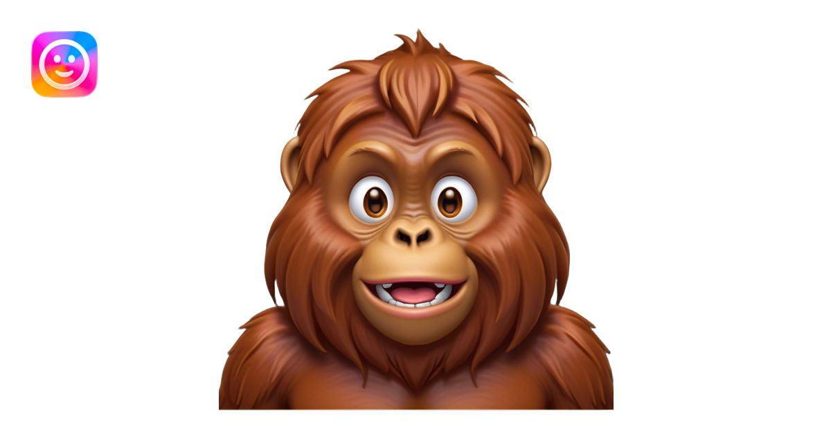 Cinematic Comical Orangutan Portrait Emoji, Head tilted dramatically ...