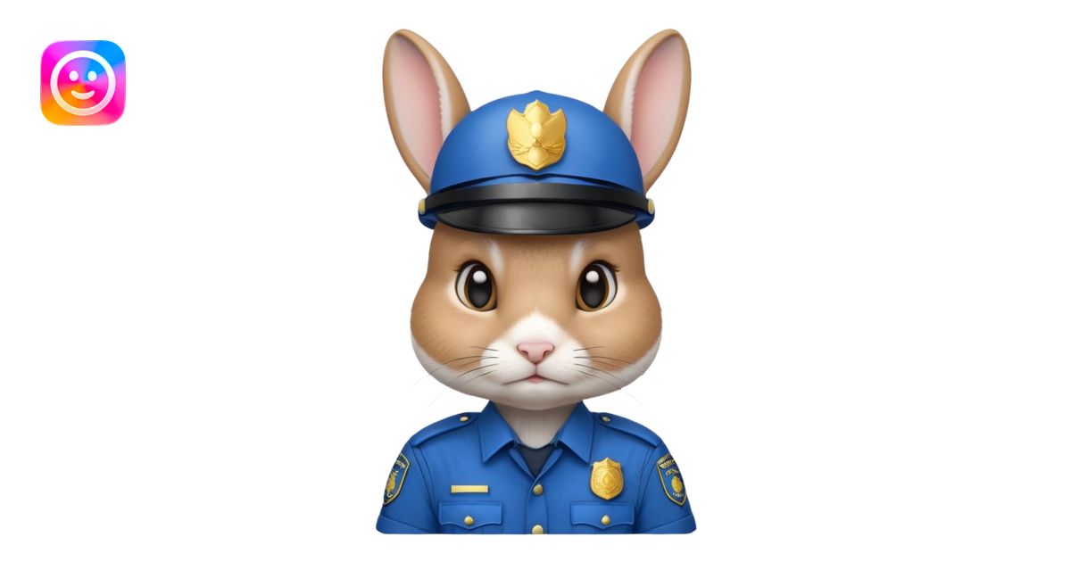 Rabbit police, blue uniform including helmet of uniform emoji | AI ...