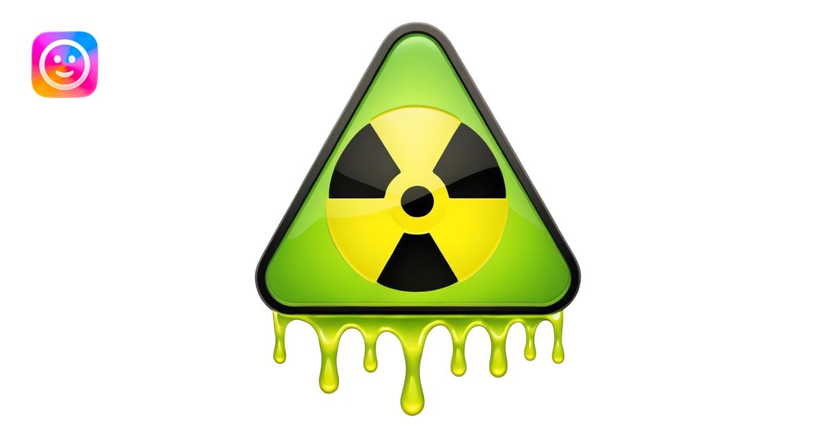 radioactive hazard symbol stylized to look like it is melting. The ...