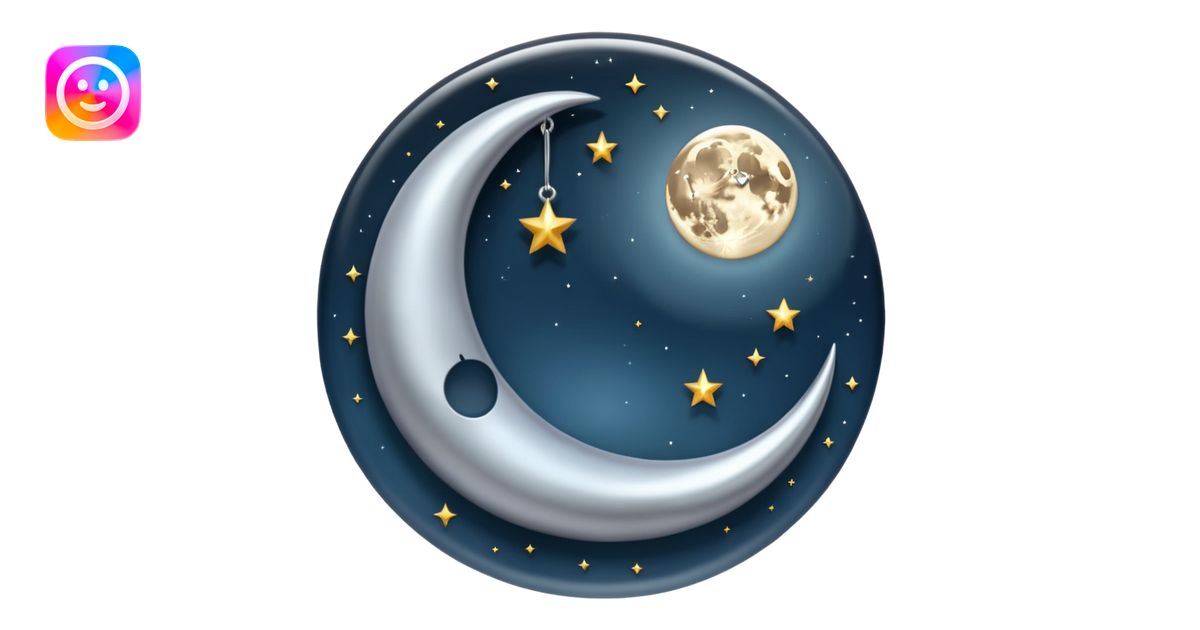 Moon charm – silver crescent moon emoji | AI Emoji Generator