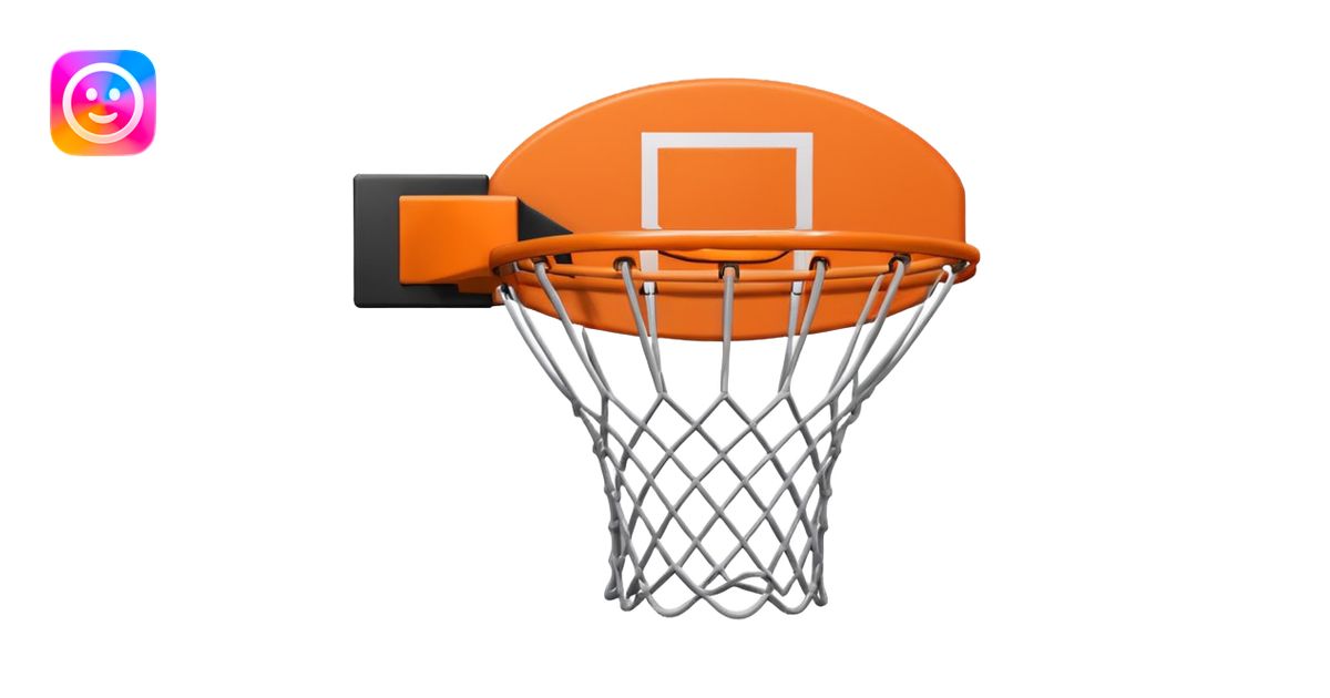 basketball hoop object icon, backboard and rim, net details, 3D cartoon ...