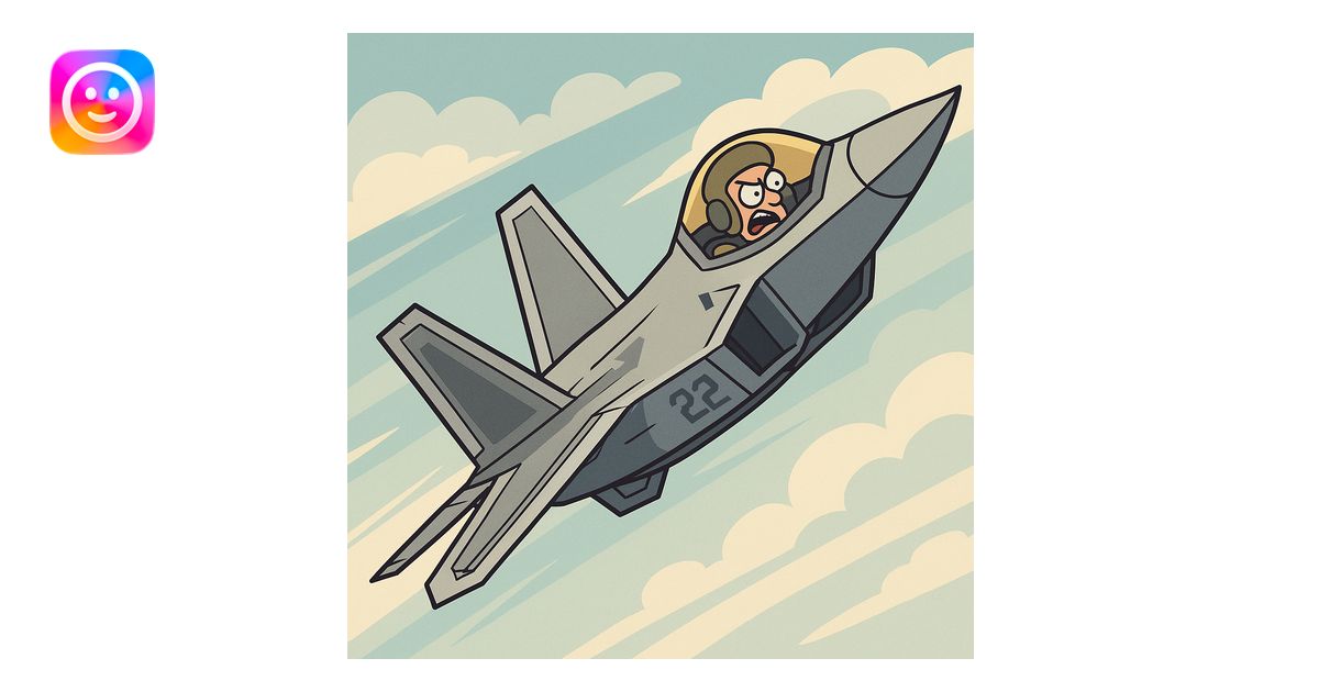 F-22 Raptor fighter jet, cartoon style, bold lines, dynamic angle ...