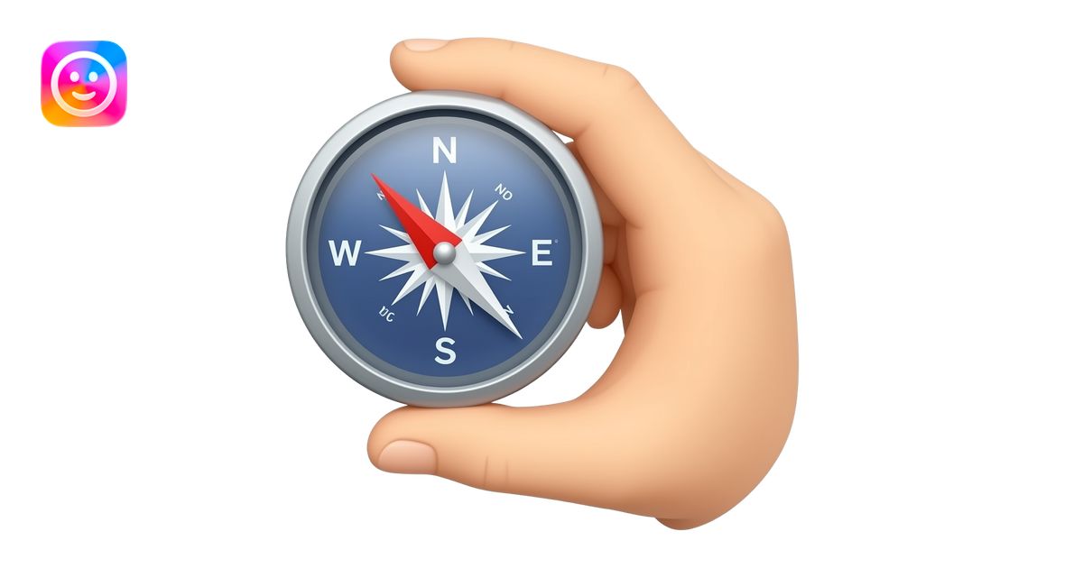 do a hand holding a compass to show direction emoji | AI Emoji Generator