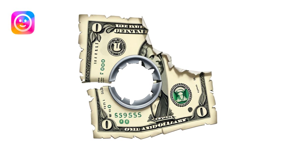 Ripped in half dollar bill emoji | AI Emoji Generator