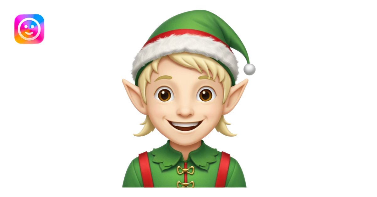 duende navideño con una sonrisa amplia y brackets emoji | AI Emoji ...
