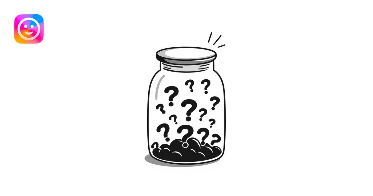 glass jar filled with question marks, hand-drawn doodle style ...