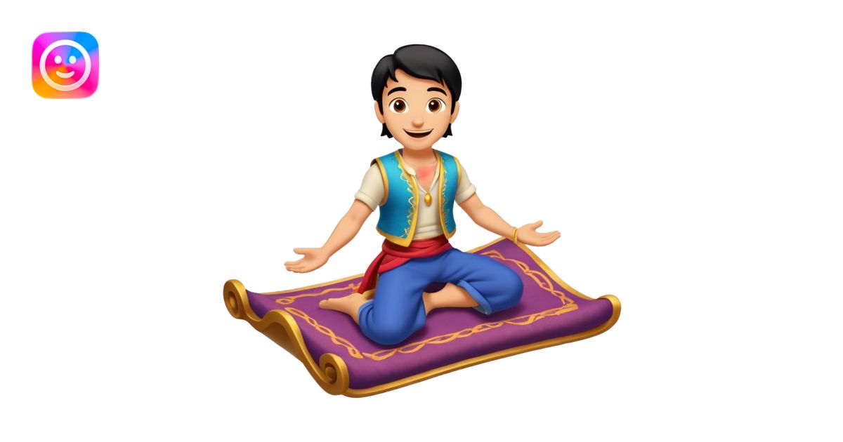 Aladdin riding on a magic carpet emoji | AI Emoji Generator